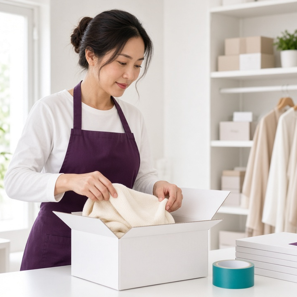 เจ้าของร้านออนไลน์ SME แพ็กสินค้าลงกล่องเตรียมจัดส่ง
